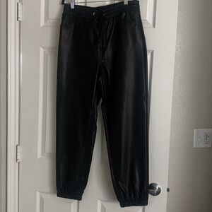 Express Black Faux Leather Joggers